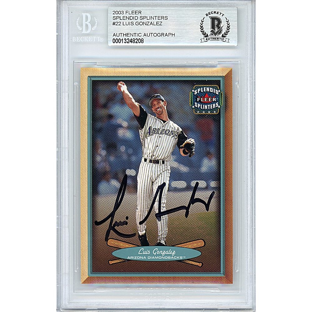 Luis Gonzalez Signed 03 Fleer Splendid Splinters Baseball Card Beckett Autograph